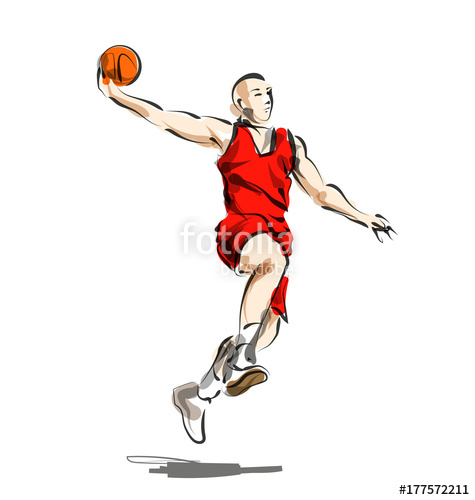 475x500 Vector Color Line Sketch Basketball Player Stock Image And - Basketball Player Sketch