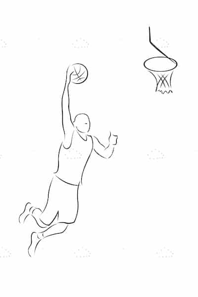 400x600 Basketball Player Dunking Ball In Sketch Style - Basketball Player Sketch