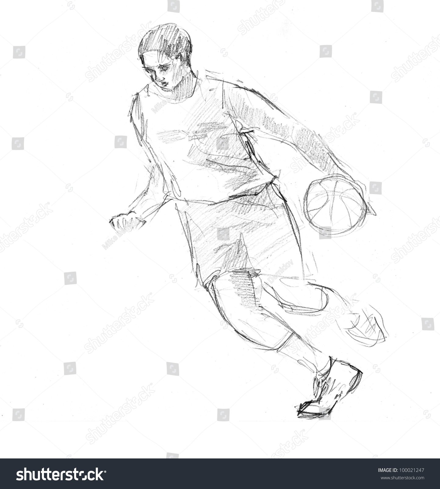 Basketball Player Sketch at PaintingValley.com | Explore collection of ...