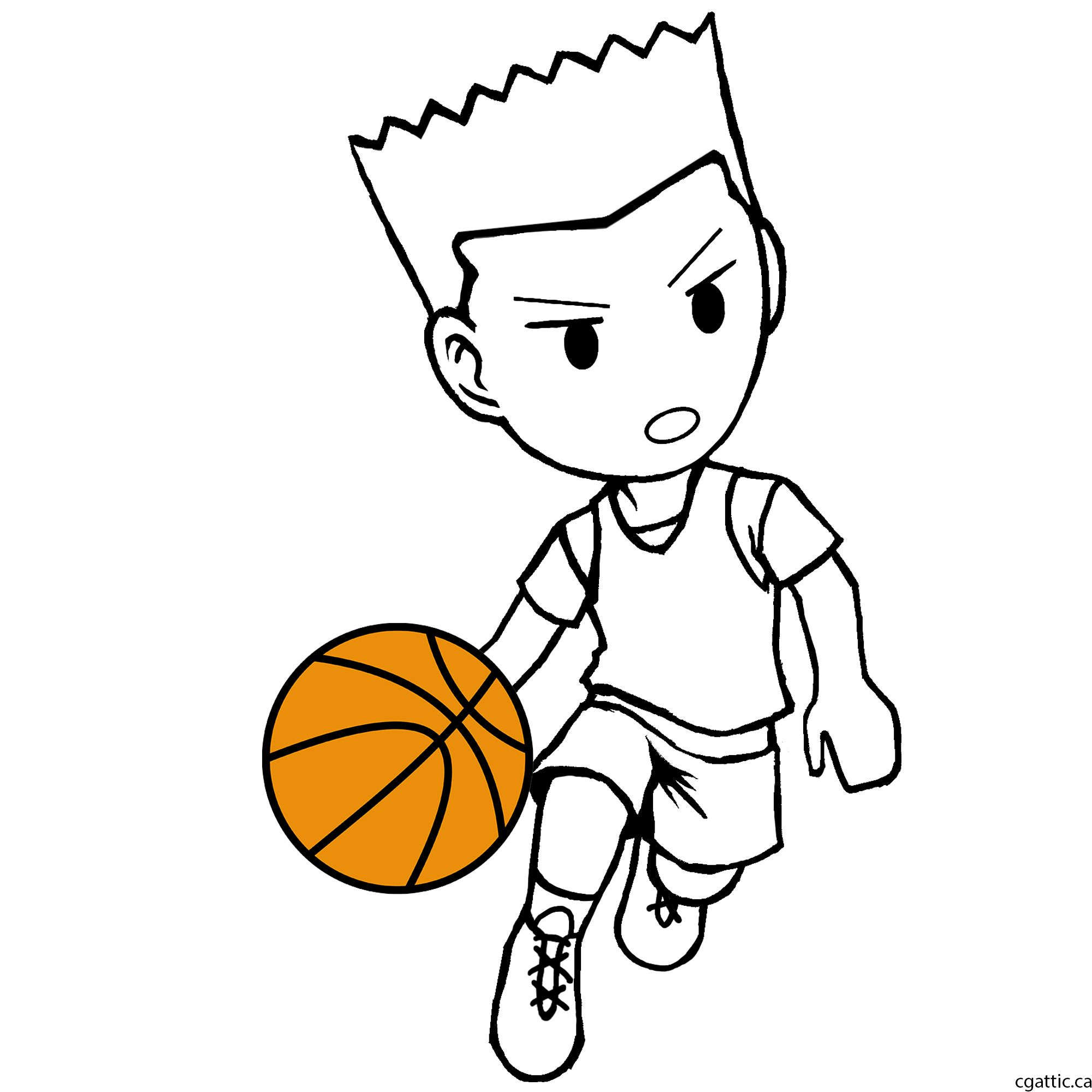 2000x2000 Cartoon Basketball Player Drawing In 4 Steps With Photoshop Kids - Basketball Sketch