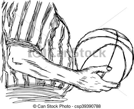450x366 Illustration Vector Doodle Hand Drawn Sketch Of Closeup Referee - Basketball Sketch