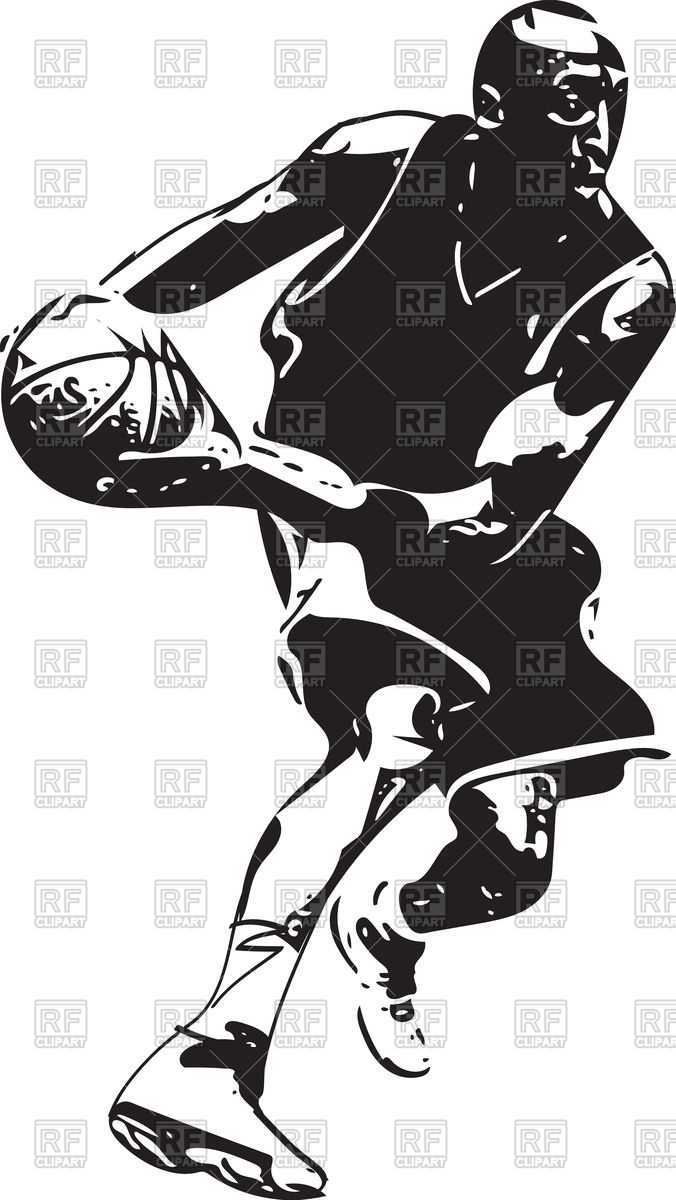 676x1200 Sketch Of Basketball Player With Abstract Background Vector Image - Basketball Sketch