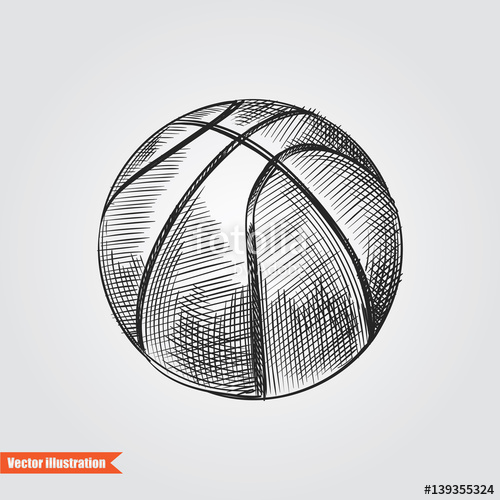 500x500 Ball For Basketball Hand Drawn Sketch Isolated On White Background - Basketball Sketch
