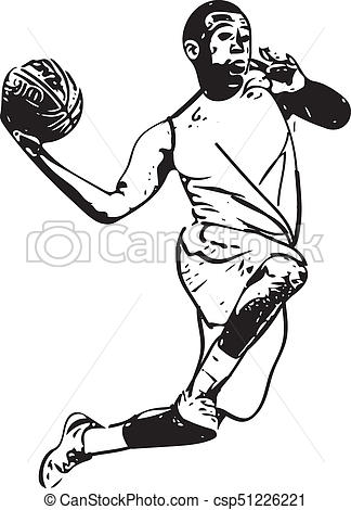 324x470 Sketch Of Basketball Player With Abstract Background. - Basketball Sketch