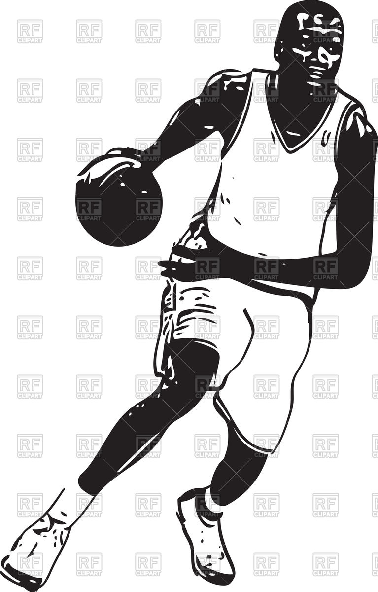 767x1200 Sketch Of Basketball Player Vector Image Vector Artwork Of - Basketball Sketch Images