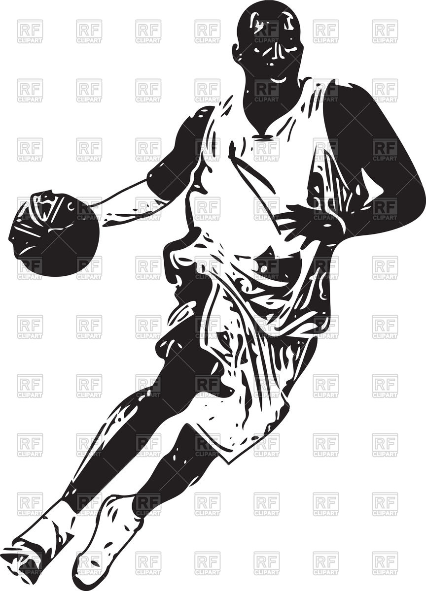 864x1200 Sketch Of Basketball Player On White Background Vector Image - Basketball Sketch Images