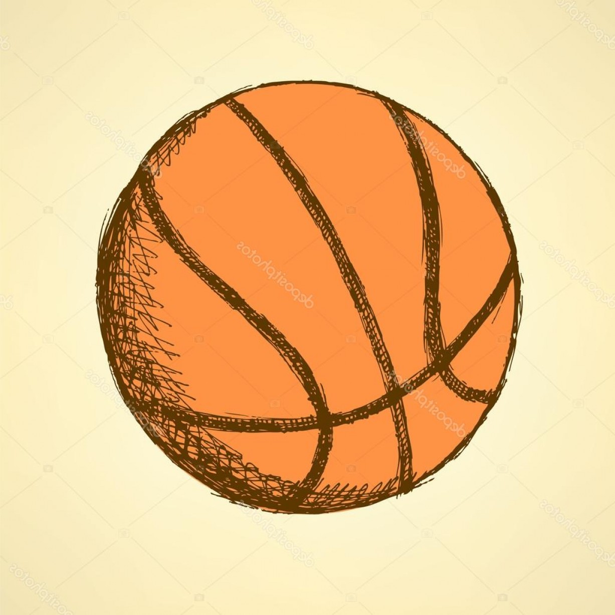 1227x1227 Stock Illustration Sketch Basketball Ball Vector Vintage Shopatcloth - Basketball Sketch Images