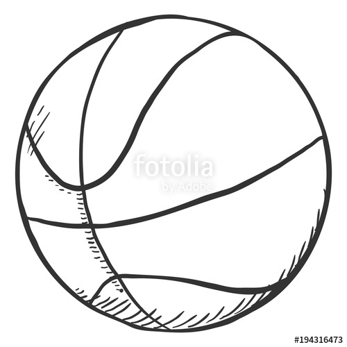500x500 Vector Single Sketch Ball For Basketball Stock Image And Royalty - Basketball Sketch Images