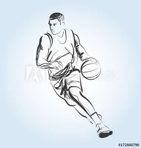 475x500 Vector Line Sketch Of A Basketball Player - Basketball Sketch Images
