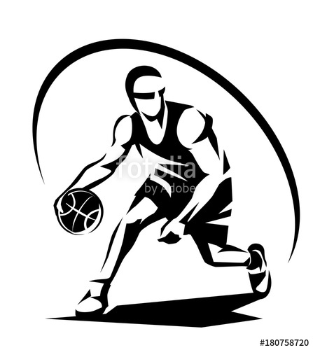 447x500 Basketball Player Stylized Vector Silhouette, Logo Template In - Basketball Sketch Images