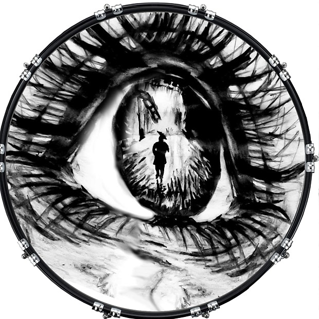 620x620 Custom Graphical 22 Kick Bass Drum Head Skin Eye Alley Reverb - Bass Drum Sketch