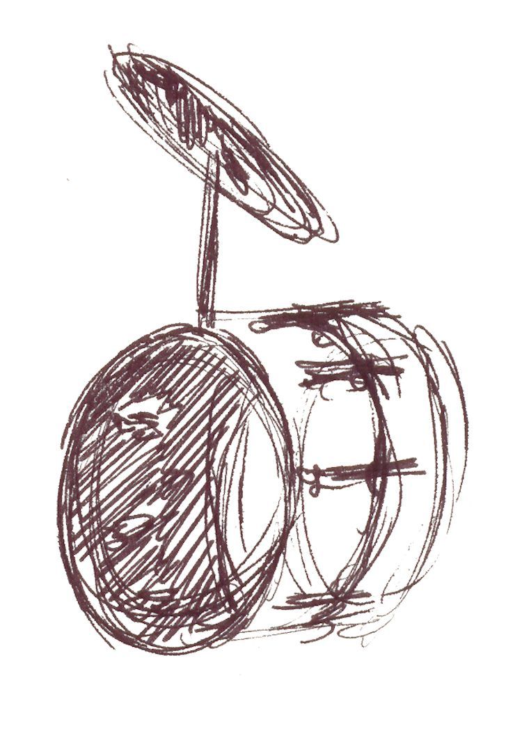 750x1050 Drum 1 Quick Line Sketch Of Bass Drum And High Hat Cymbal. Clip - Bass Drum Sketch
