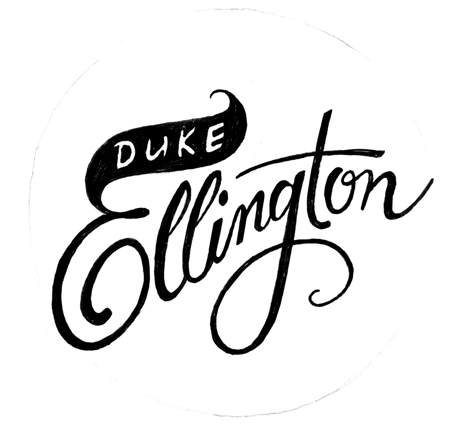 900x856 Duke Ellington Logo Sketch Seen Painted On A Bass Drum In - Bass Drum Sketch