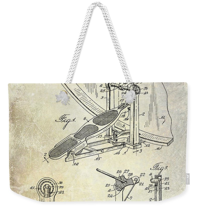 800x845 1938 Bass Drum Pedal Patent Weekender Tote Bag For Sale By Jon Neidert - Bass Drum Sketch