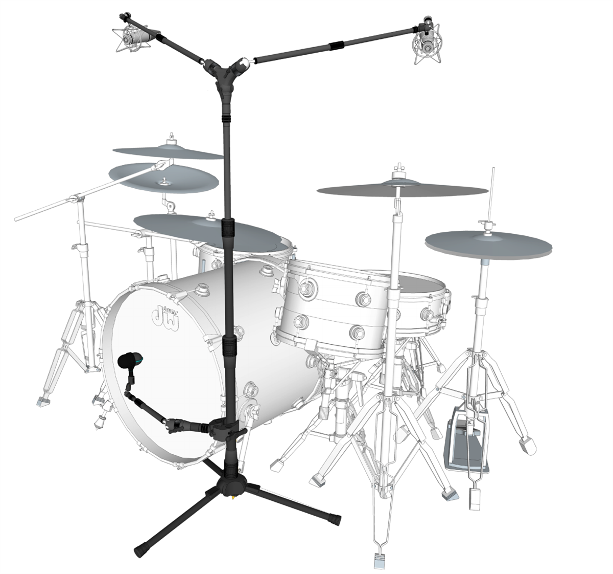 1200x1122 Triad Orbit Overheadkick Drum Mic Stand System Pro Audio La - Bass Drum Sketch