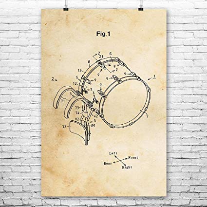 425x425 Marching Bass Drum Poster Art Print, Marching Bass - Bass Drum Sketch