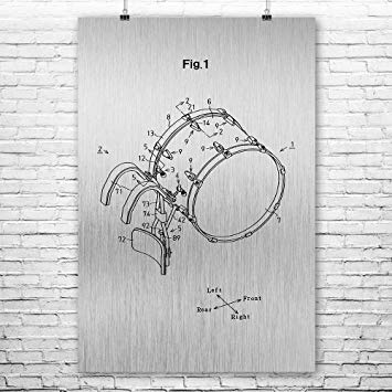 355x355 Marching Bass Drum Poster Patent Art Print, Marching - Bass Drum Sketch