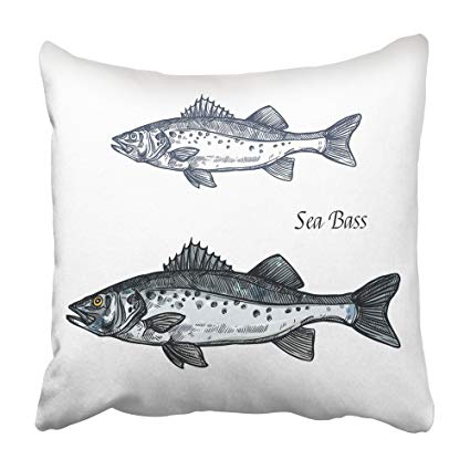 425x425 Emvency Decorative Throw Pillow Covers Cases Sea Bass - Bass Fish Sketch