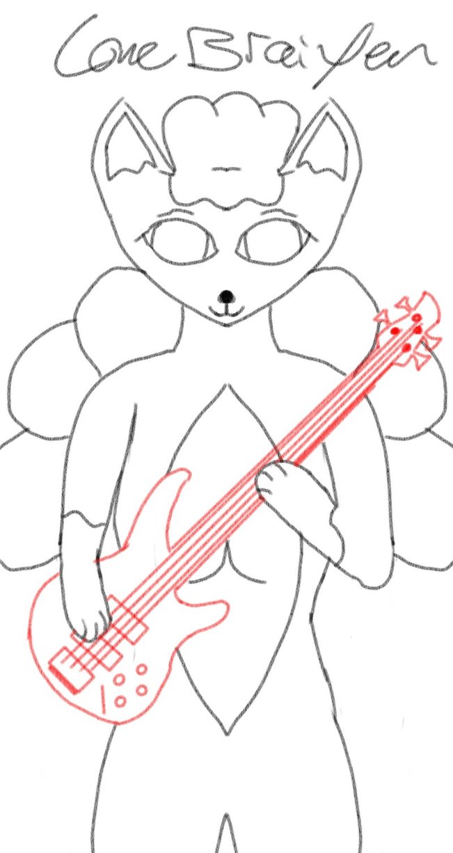 651x1226 Jenna With A Bass Guitar Sketch By Lonebraixen - Bass Guitar Sketch