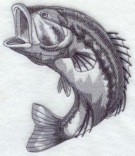 445x513 Machine Embroidery Designs - Bass Sketch