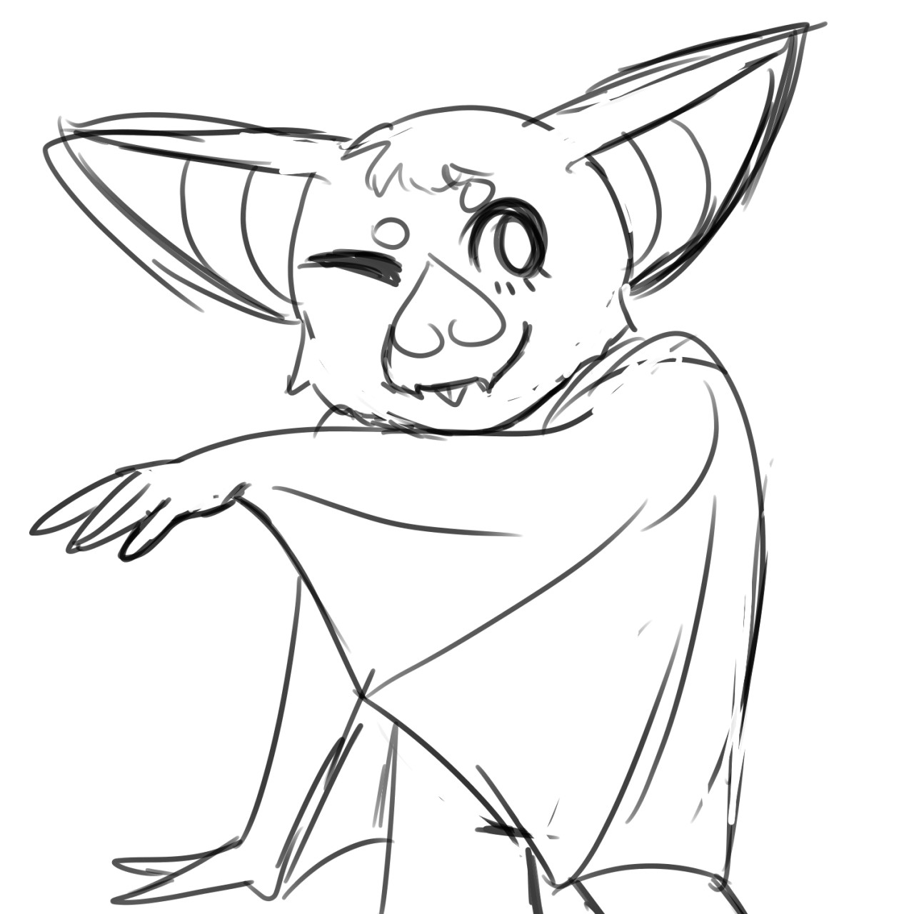 1280x1280 Bat Sketch By Plutopias - Bat Sketch