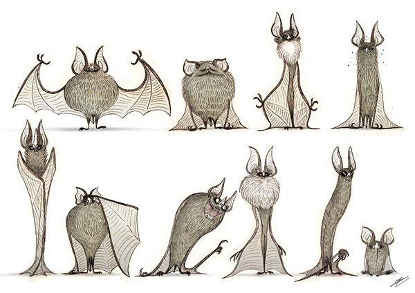 600x424 Bats Sketches On Behance - Bat Sketch Drawing