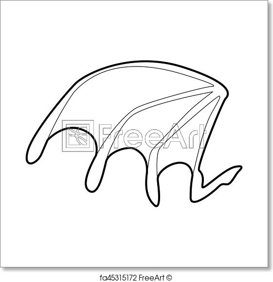561x581 Free Art Print Of Bat Wing Icon, Outline Style. Bat Wing Icon - Bat Wing Sketch