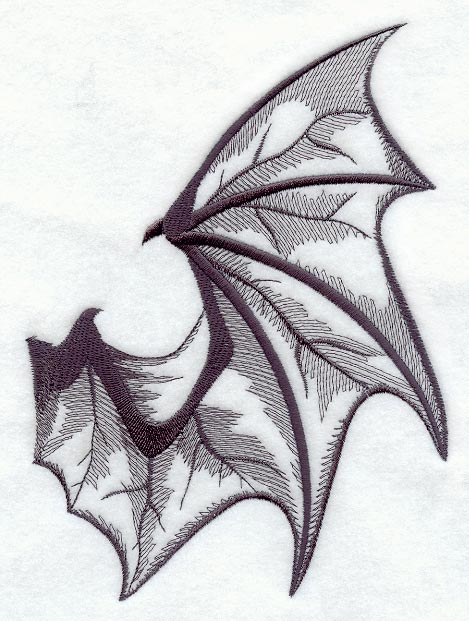 469x621 Machine Embroidery Designs - Bat Wing Sketch