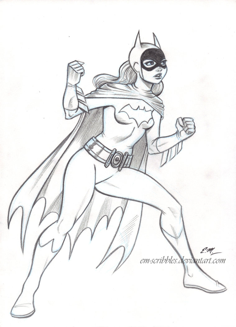 759x1052 Batgirl Sketch Commission By Em Scribbles - Batgirl Sketch