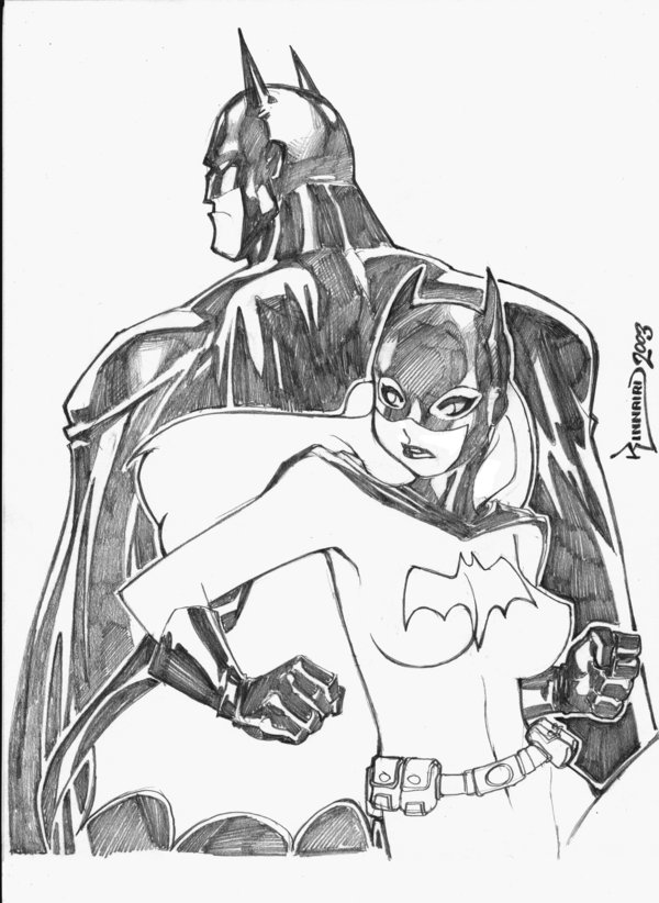 600x822 Batman Batgirl Sketch By Ryankinnaird - Batgirl Sketch
