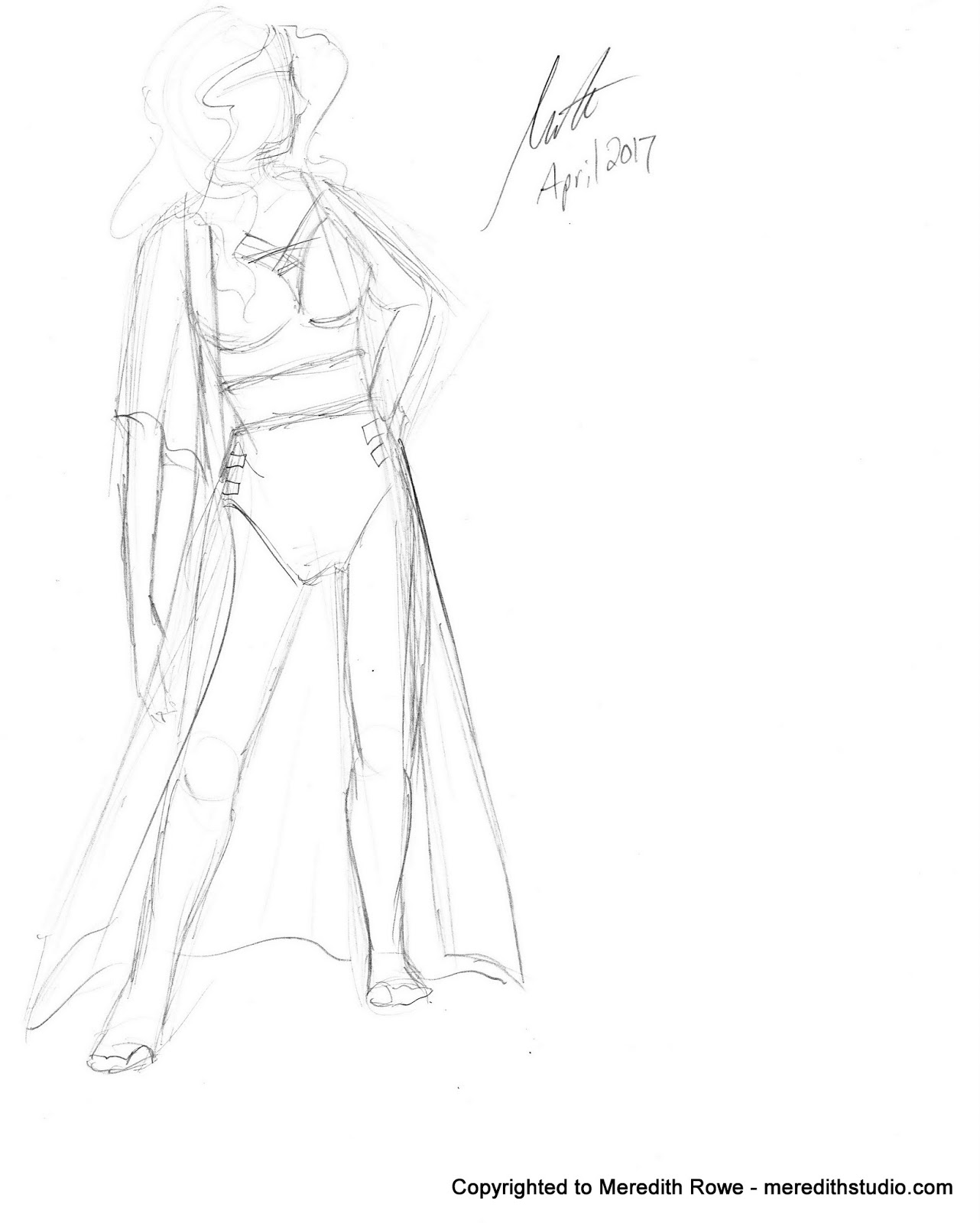 1282x1600 Meredith Studio Sketch Diary Gesture Warm Up Bathing Suit Lady - Bathing Suit Sketches