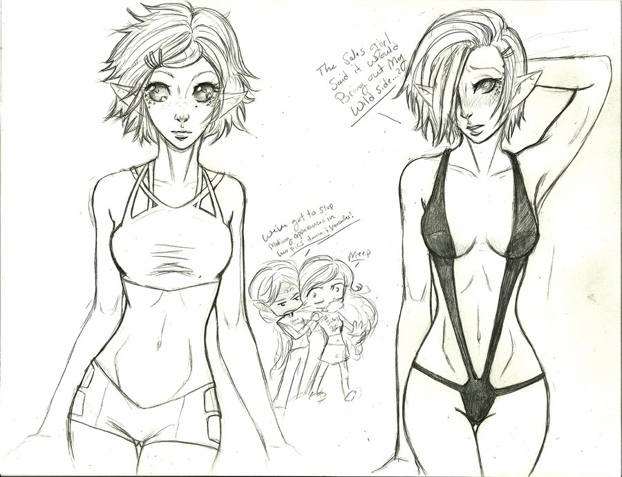 900x691 More Swimsuit Sketches By Misschievious - Bathing Suit Sketches