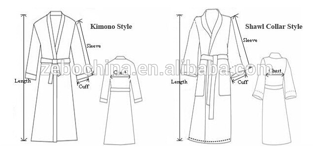 638x307 High Quality Luxury Terry Cotton Fabric With Embroidery Hilton - Bathrobe Sketch