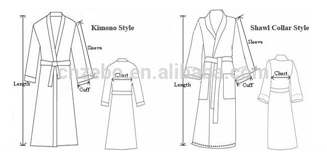 649x314 Supply White Color With Piping 100% Egyptian Cotton Kimono - Bathrobe Sketch