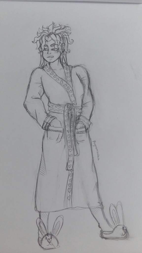 576x1024 A Bad Sketch Of Dio In A Bathrobe And Bunny Slippers Jojo Amino - Bathrobe Sketch