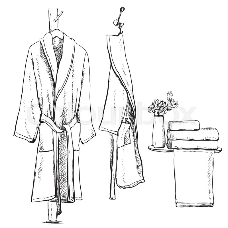 800x800 Bath Robe, Robe For The Shower, Bathrobe, Doodle Style, Sketch - Bathrobe Sketch