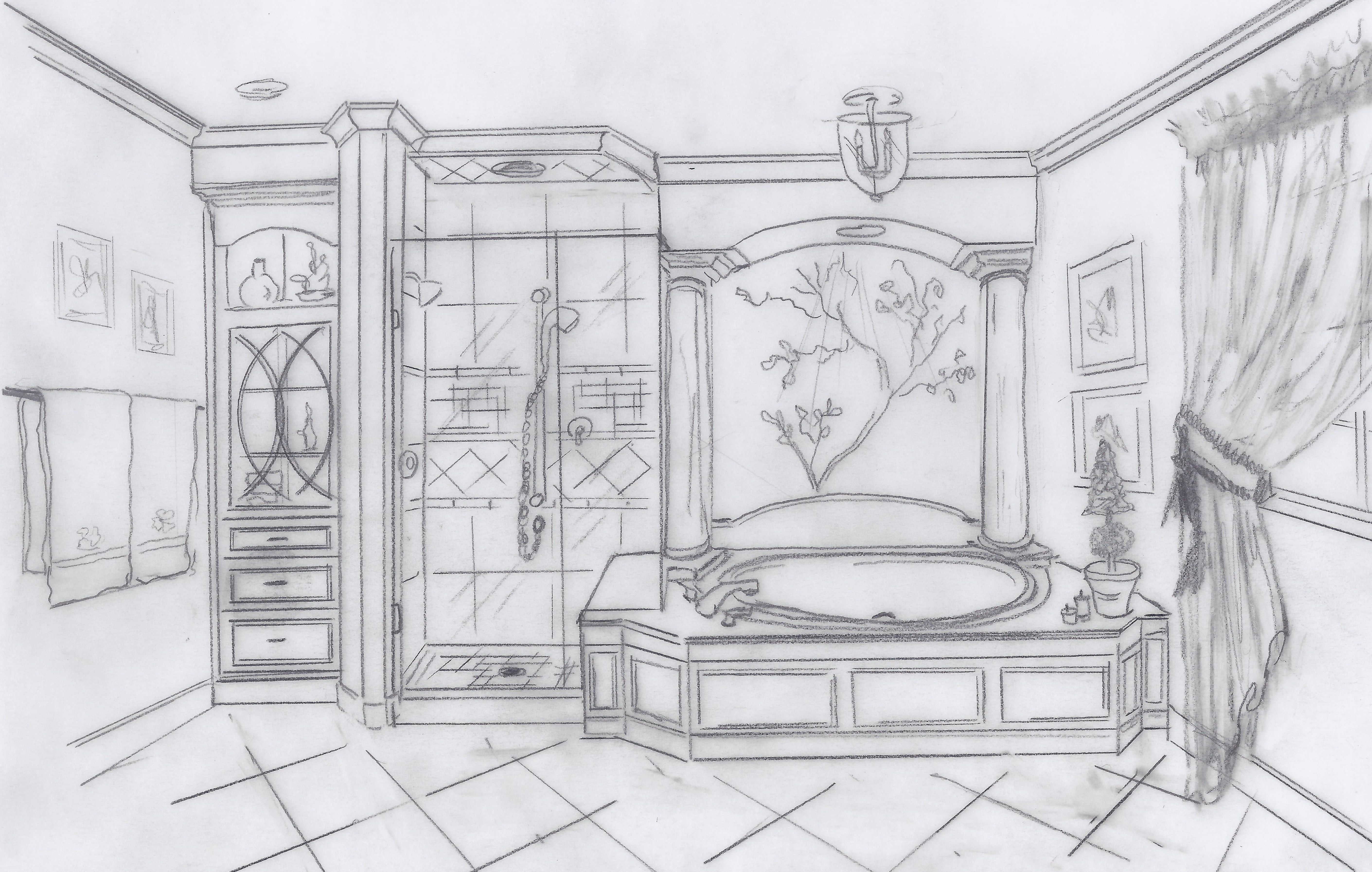 5643x3588 Bathroom Sketch My Conceptual Desgns Sketches - Bathroom Sketch