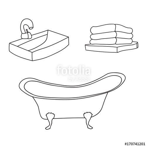 500x500 Bathroom Interior Set. Vintage Bath Tube, Sink With A Water Tap - Bathtub Sketch