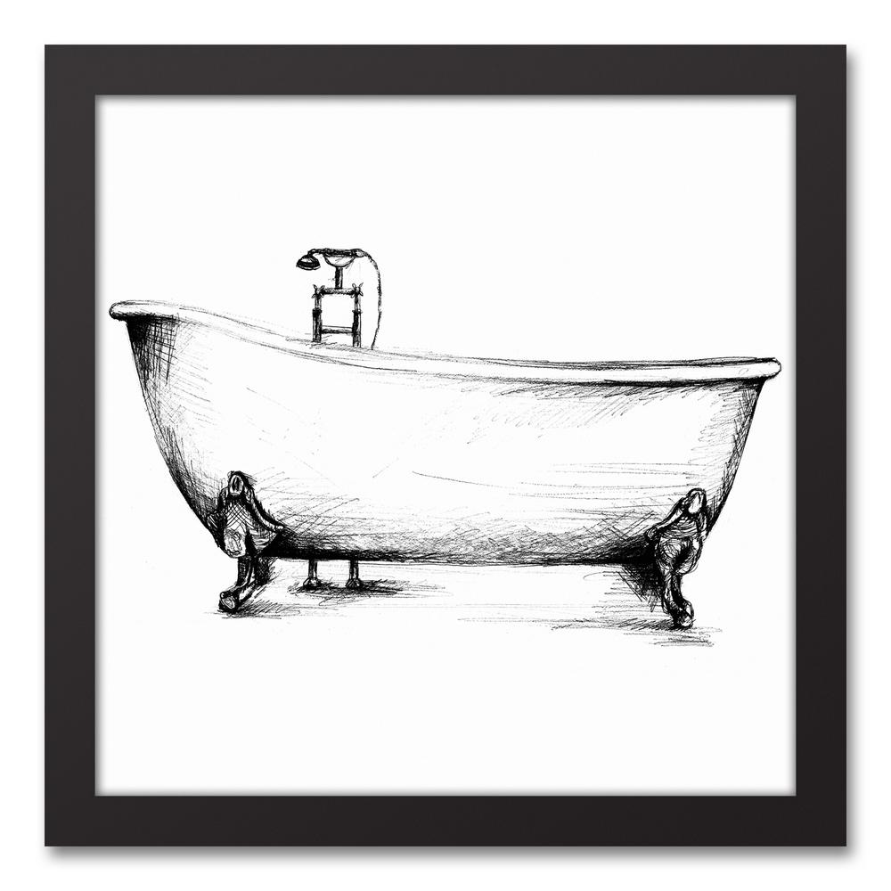 1000x1000 Designs Direct 12 In. X 12 In. Vintage Bathtub Sketch Printed - Bathtub Sketch