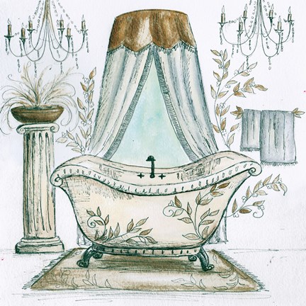 432x432 French Bath Sketch I (Tub) Fine Art Print By Tre Sorelle Studios - Bathtub Sketch