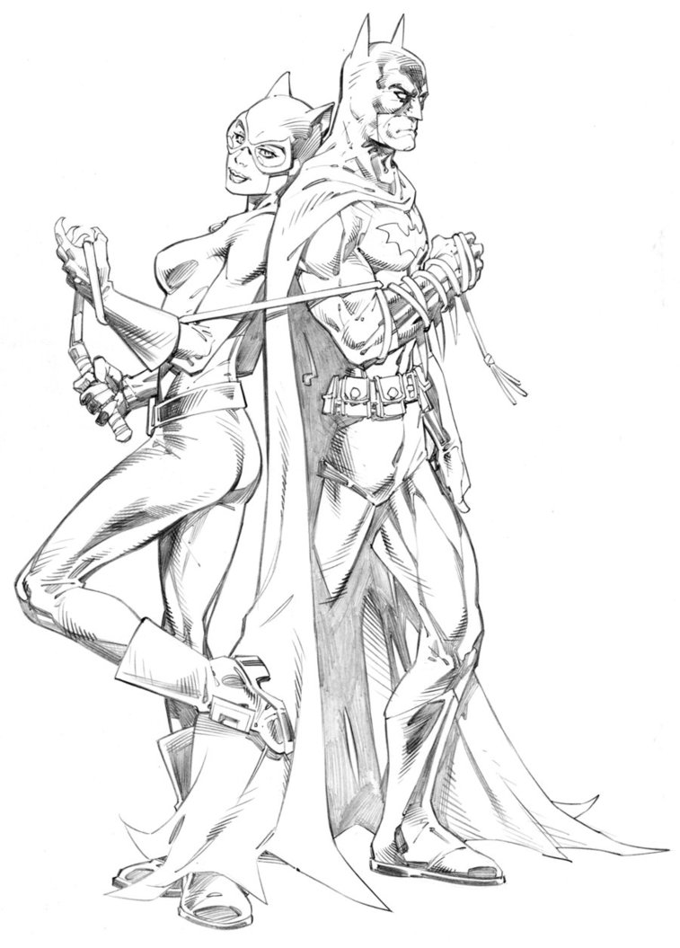 757x1055 Batman And Catwoman By Randygreen - Batman And Catwoman Sketch
