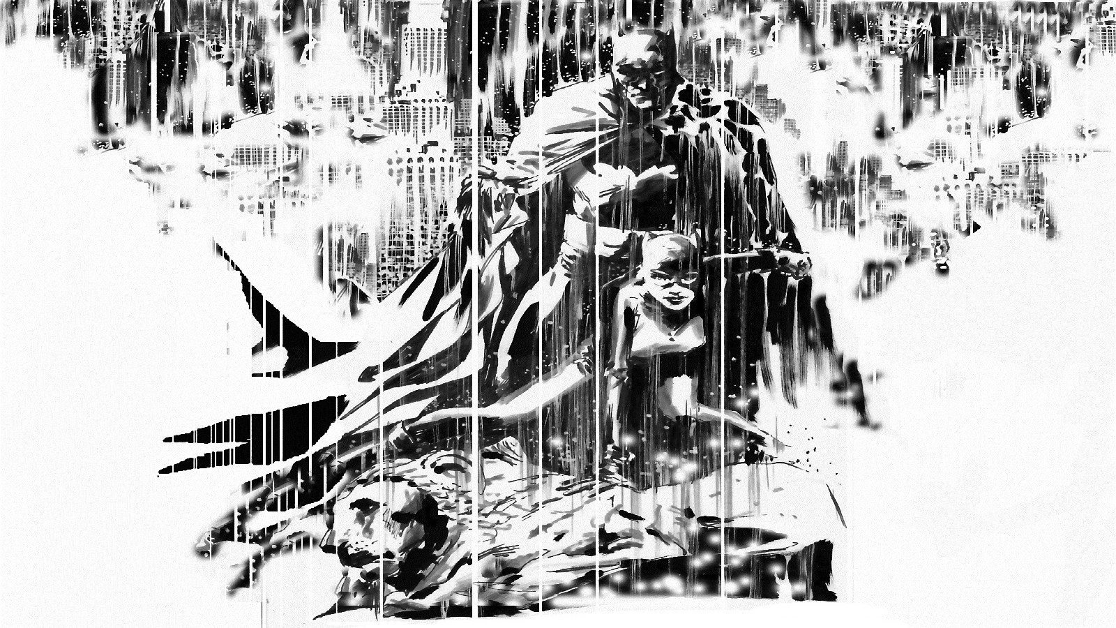 1600x900 Batman Rain Dc Comics Catwoman Sketches Gotham City Wallpaper - Batman And Catwoman Sketch