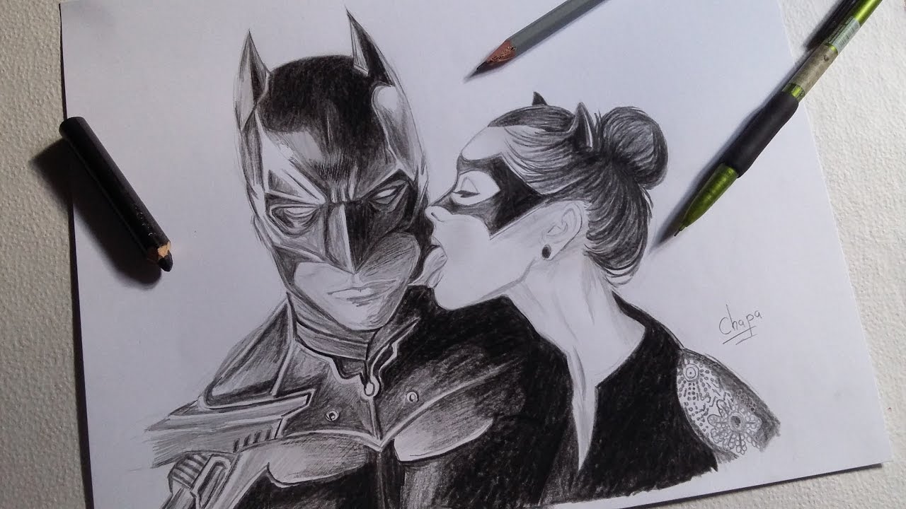 1280x720 Dibujo De Batman Y Gatubela Drawing Batman And Catwoman - Batman And Catwoman Sketch