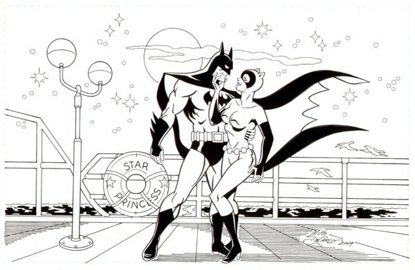 600x391 Batman Amp Catwoman Images Black And White Drawing Wallpaper And - Batman And Catwoman Sketch