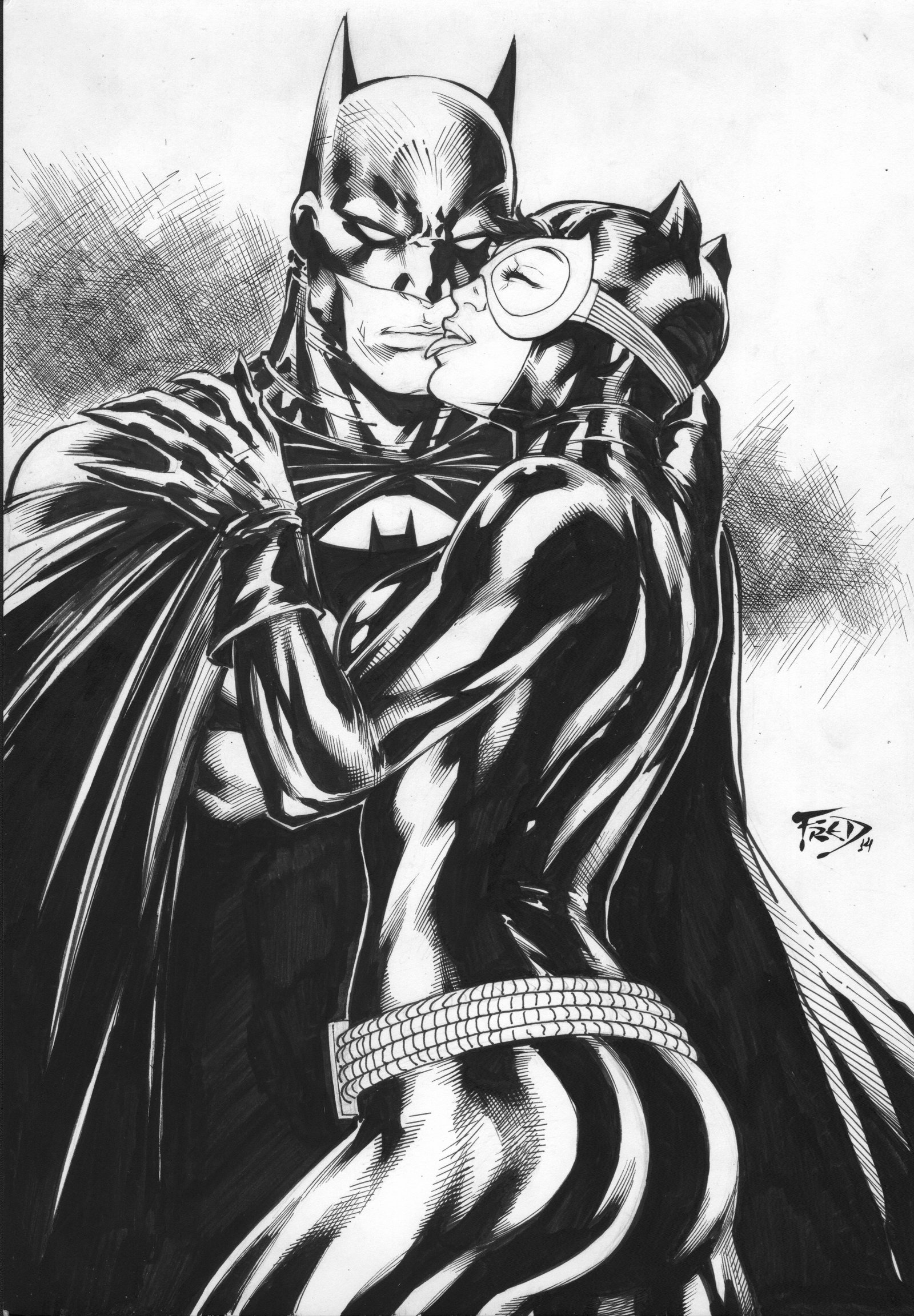 1600x2305 Batman And Catwoman By Fredbenes - Batman And Catwoman Sketch