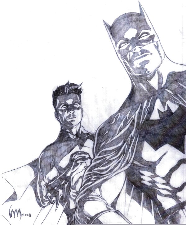 600x728 Batman And Robin Sketch By Wrathofkhan - Batman And Robin Sketch