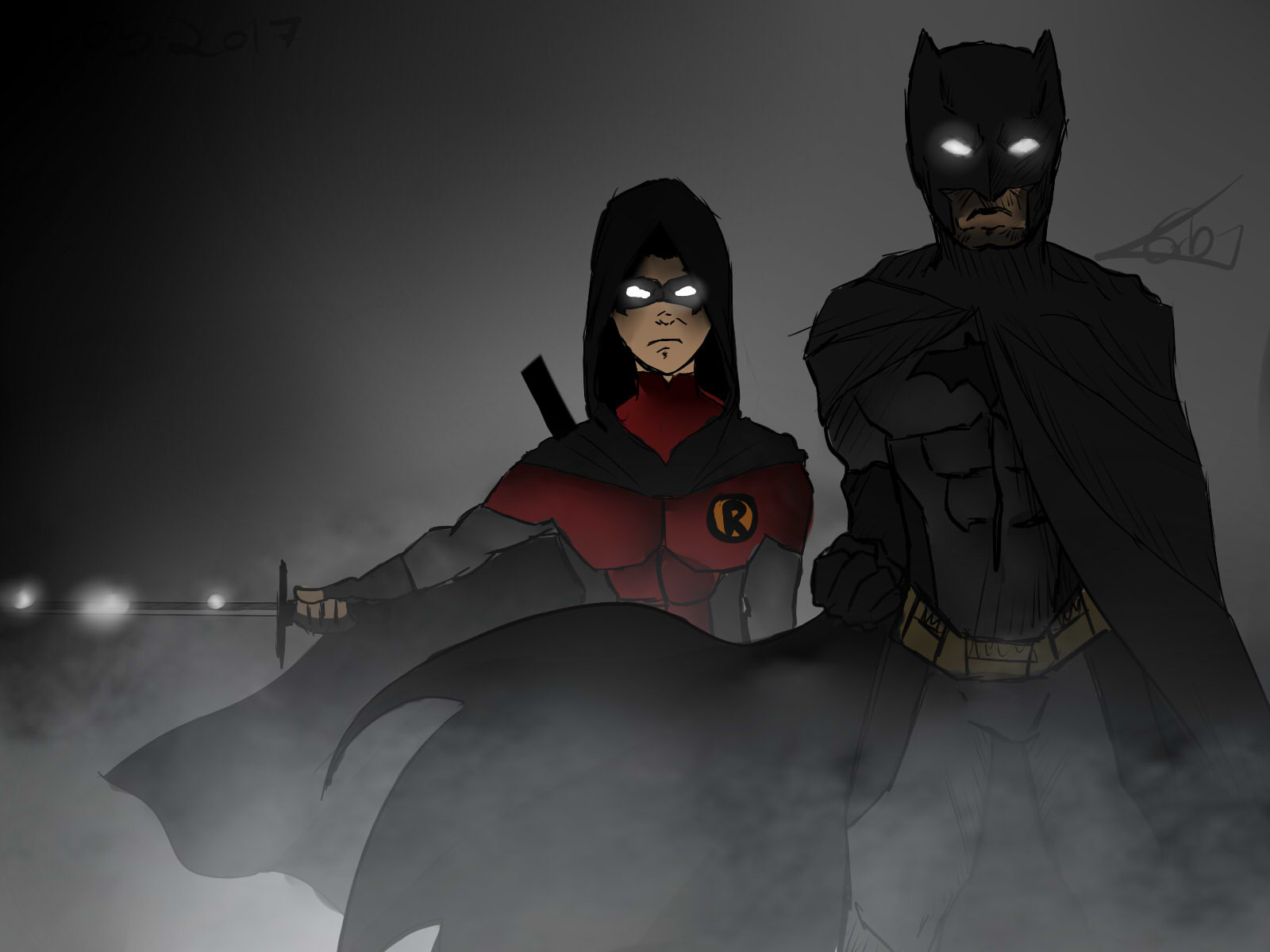 1600x1200 Loue The Guy - Batman And Robin Sketch