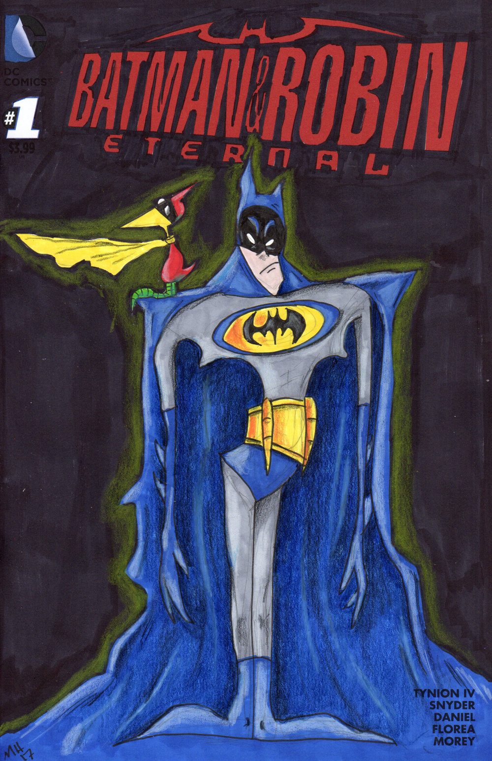 1000x1547 Original Batman Amp Robin Eternal Sketch Cover Broke Drawers - Batman And Robin Sketch