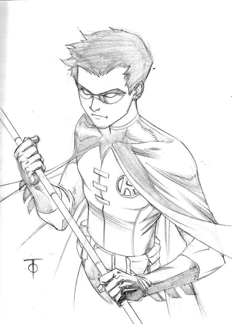 756x1055 Robin Sketch By ~0boywonder0 Batman - Batman And Robin Sketch