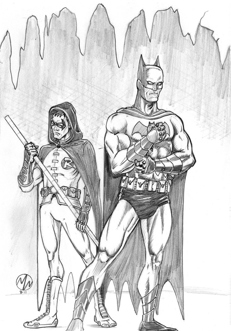 747x1070 Batman And Robin Pencil Sketch By Wedmer - Batman And Robin Sketch